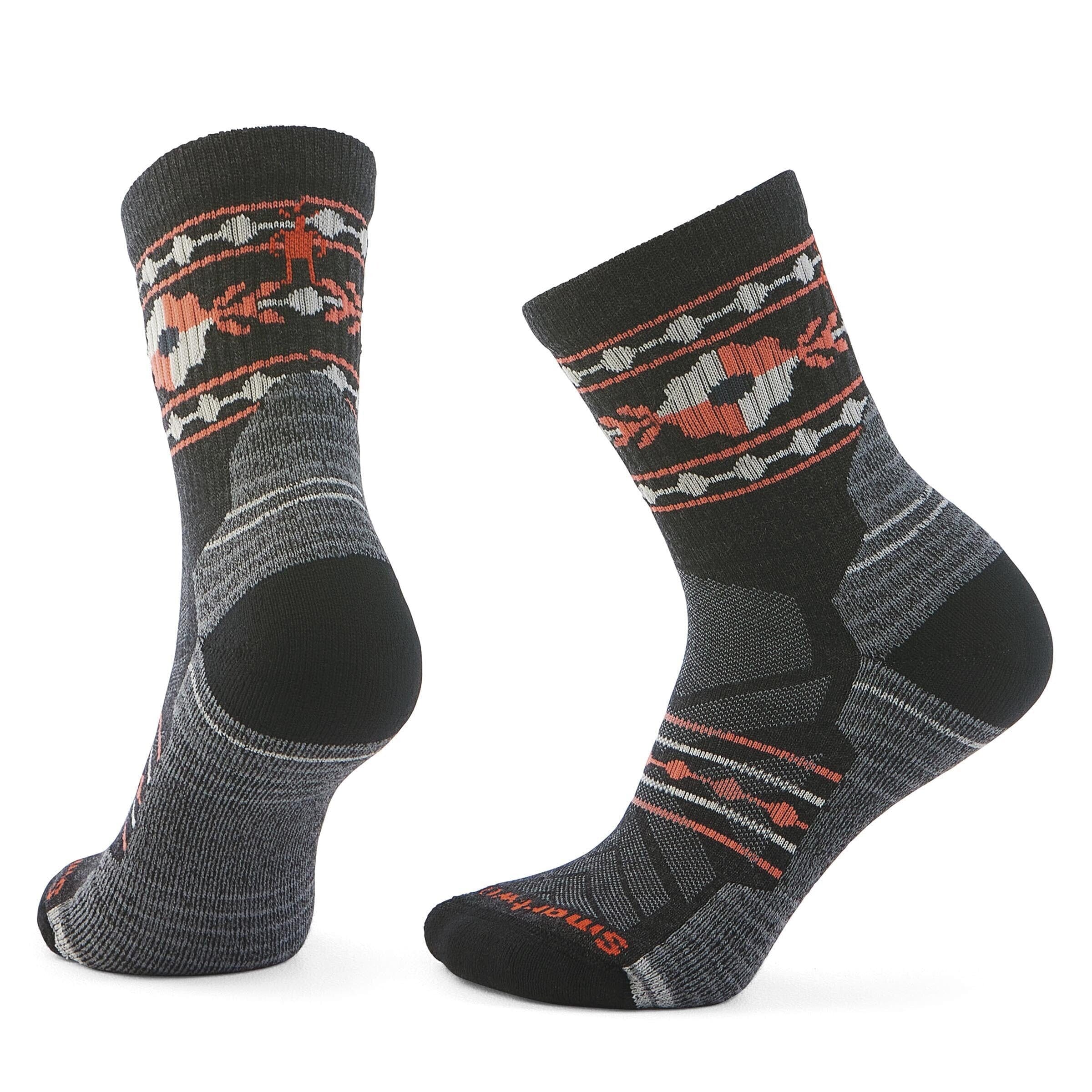 Smartwool Women's Hike Light Cushion Retro Floral Mid Crew Socks Charcoal S (EU 34-37) 