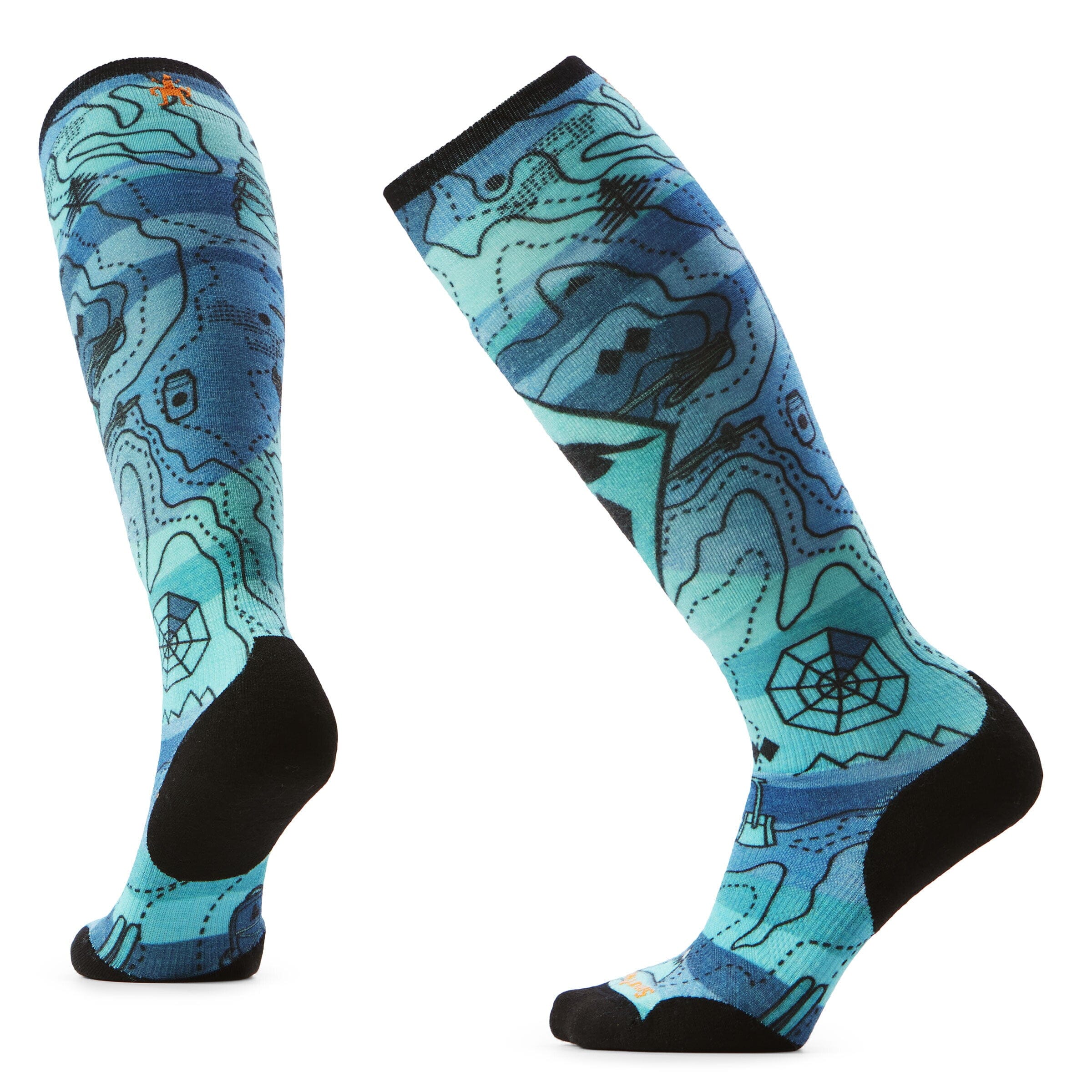 Smartwool Women's Ski Targeted Cushion Topo Treasures Print OTC Socks Nightfall Blue M (EU 38-41) 
