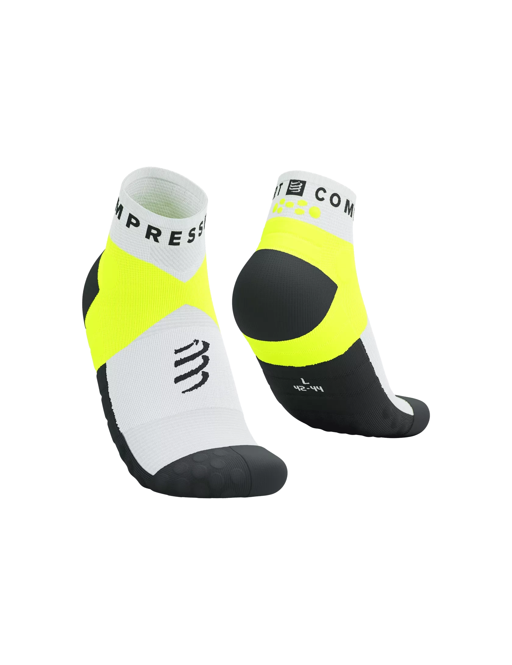 Compressport Ultra Trail Low Socks White/Black/Safety Yellow T1 (EU 35-38) 