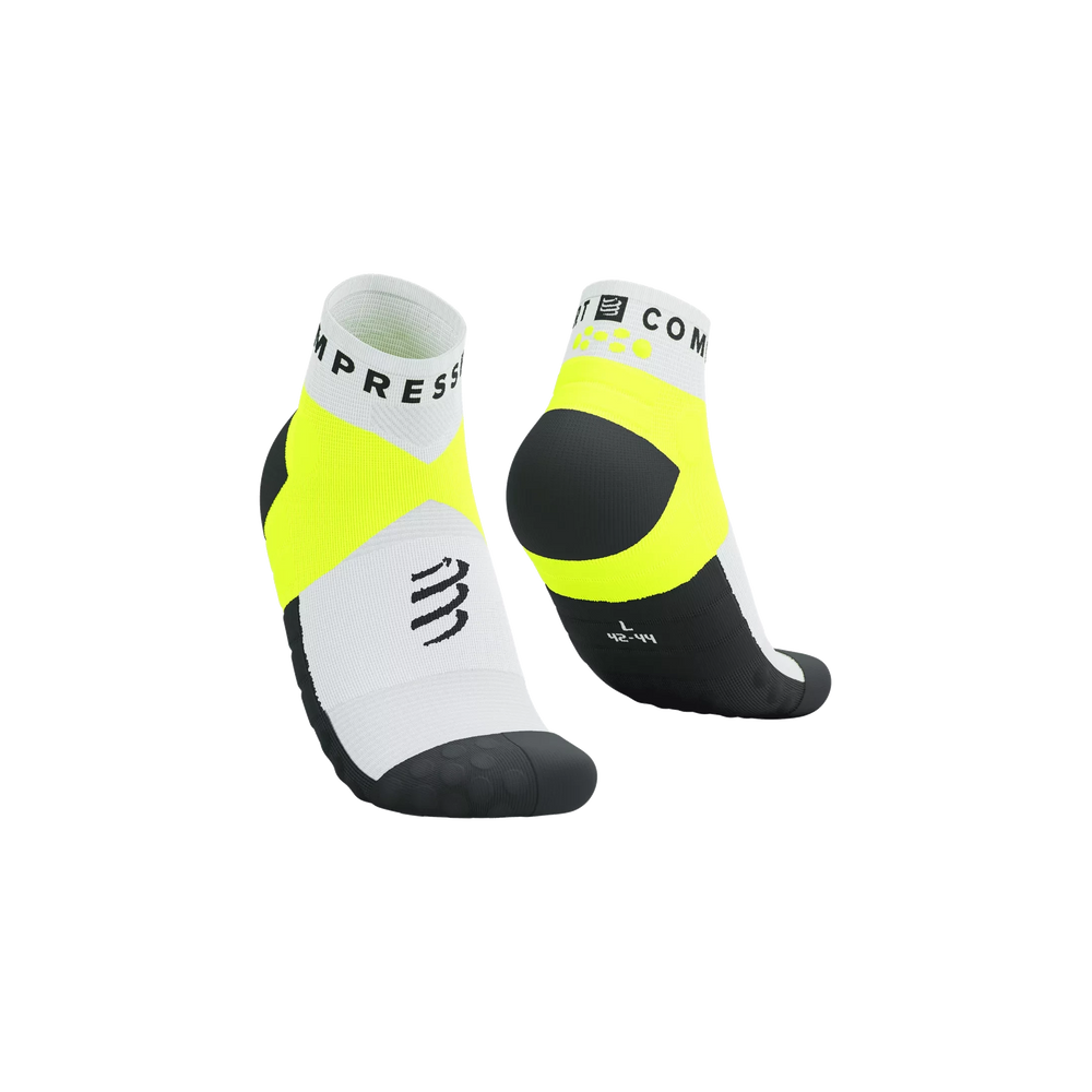 Compressport Ultra Trail Low Socks White/Black/Safety Yellow T1 (EU 35-38) 