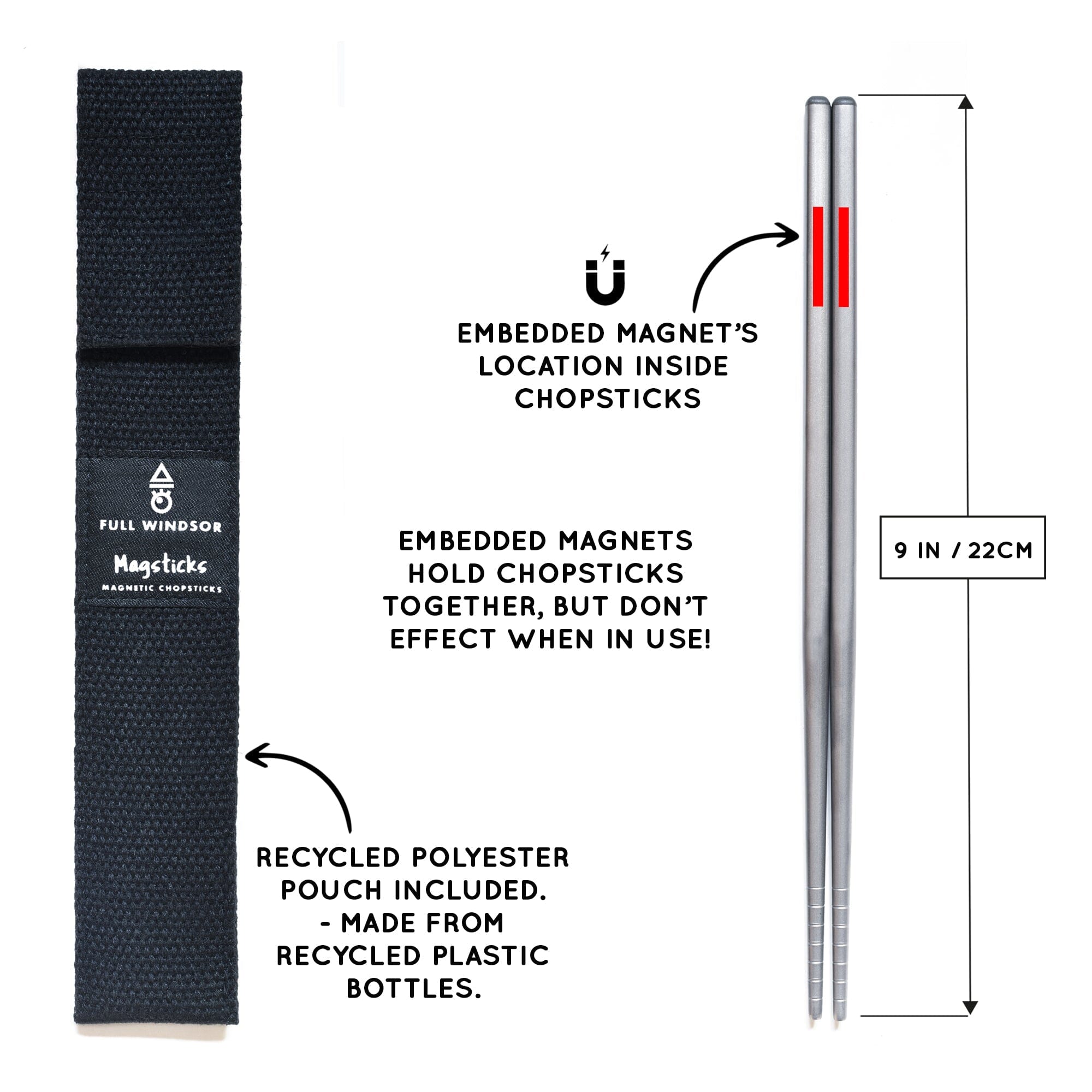 FULL WiNDSOR Magsticks - Titanium Magnetic Chopsticks 