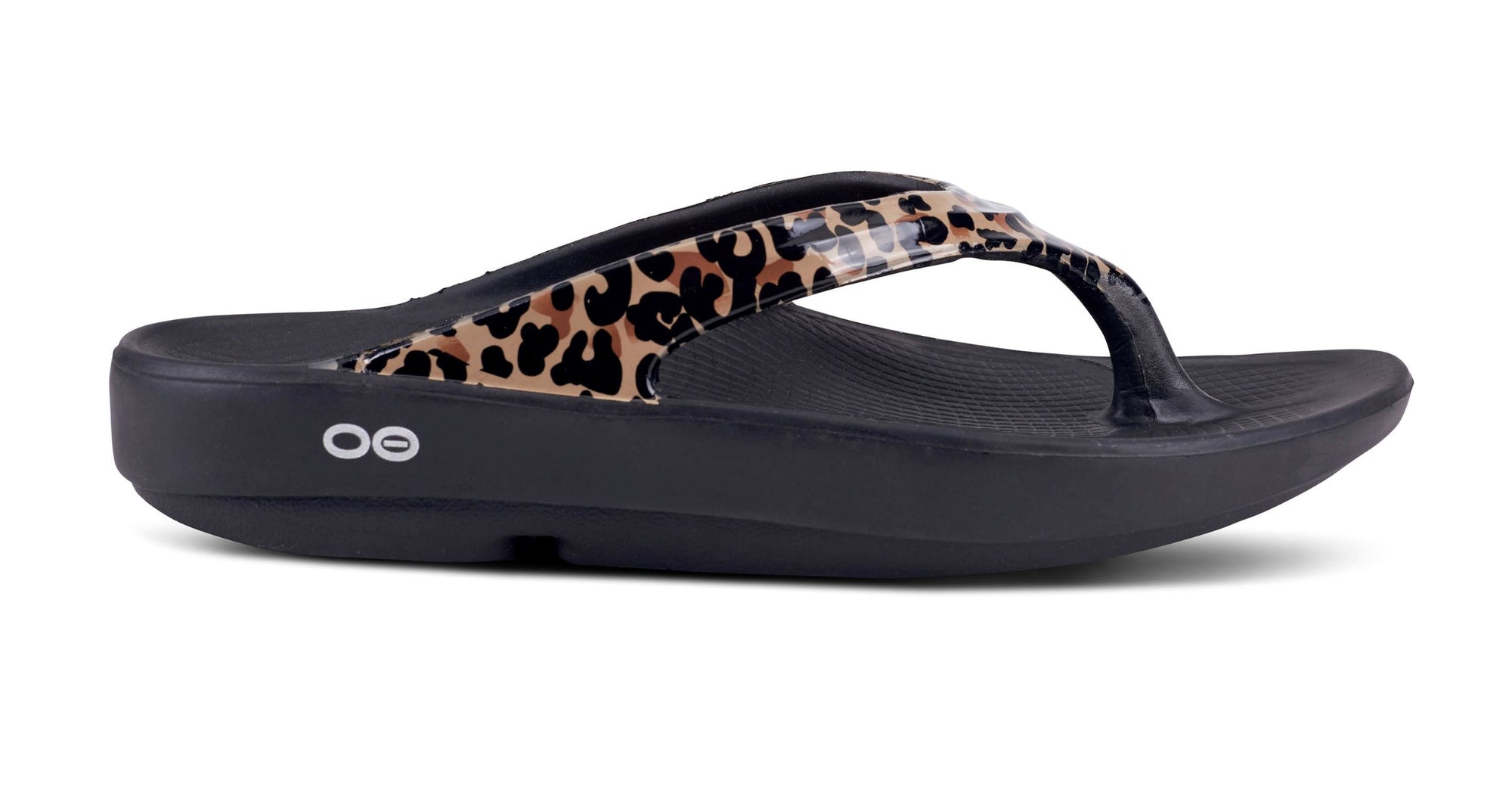 OOFOS Women's OOlala Thong Sandal - Black Leopard Black Leopard US 5 EU 36 
