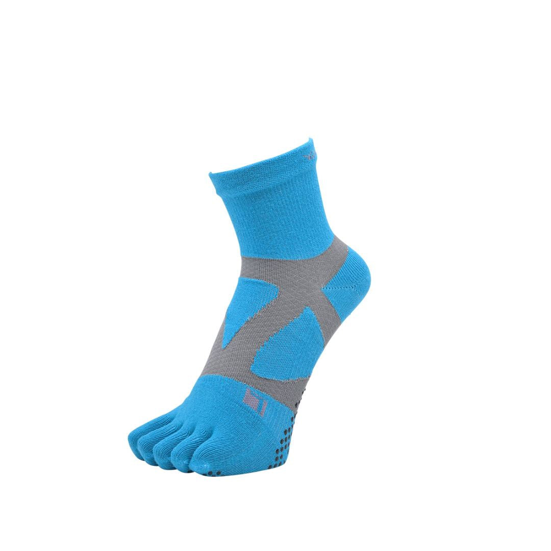 YAMAtune Spider Arch Middle 5 Toe Non-slip Dots Socks Turquoise x S.Gray 43 23-25cm | EU 37-40 