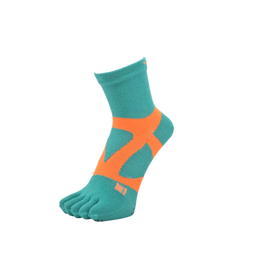 YAMAtune Spider Arch Middle 5 Toe Non-slip Dots Socks Green x Orange 30 23-25cm | EU 37-40 