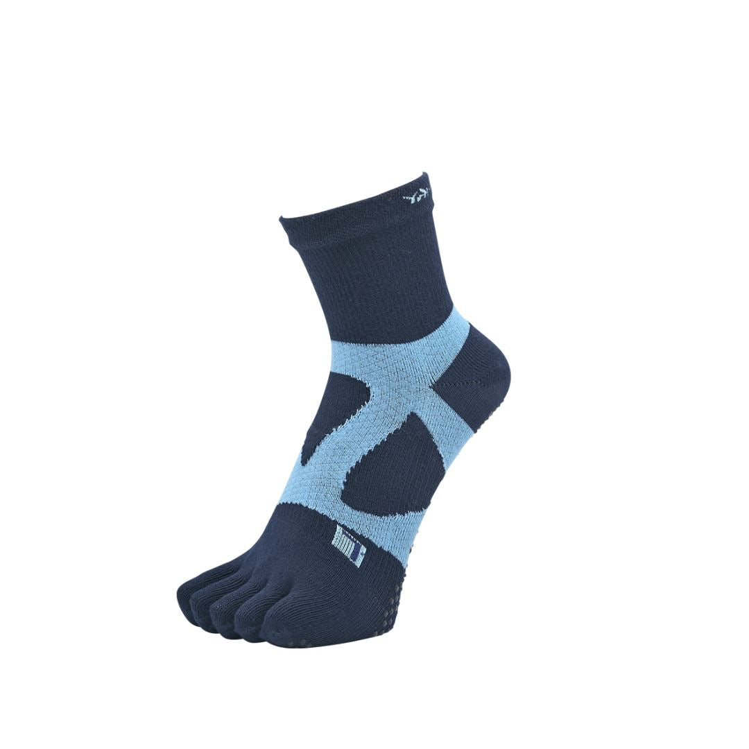 YAMAtune Spider Arch Middle 5-Toe Anti-slip Dots Socks - Navy X L.Blue 49