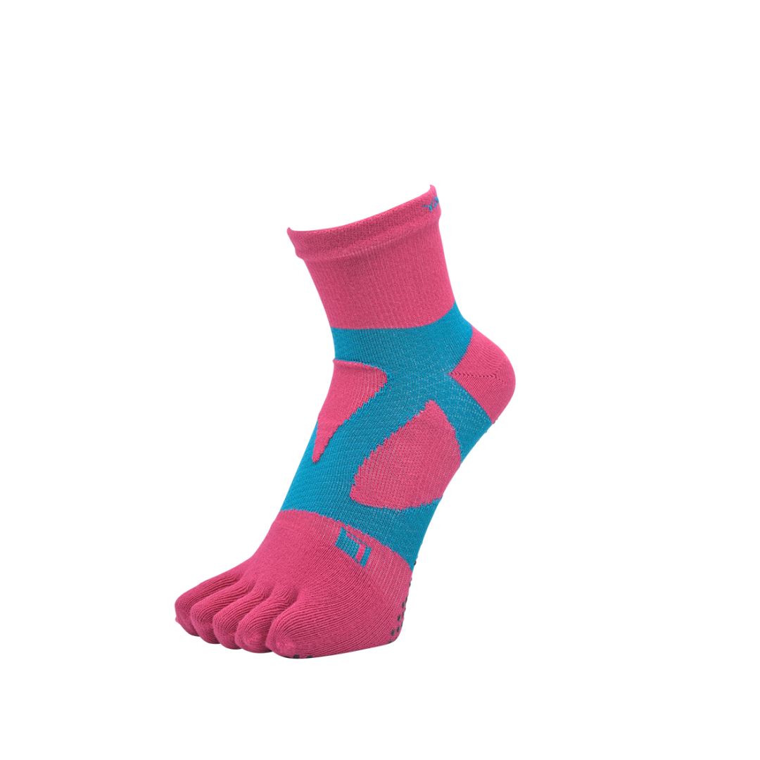 YAMAtune Spider Arch Middle 5 Toe Non-slip Dots Socks Rose x Emerald 68 23-25cm | EU 37-40 