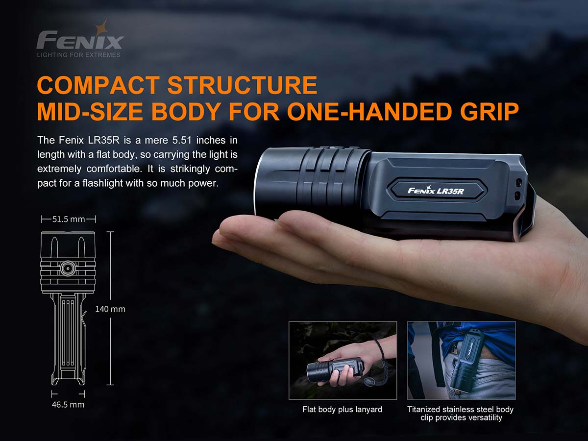 Fenix LR35R Rechargeable Flashlight - 10000 Lumens 