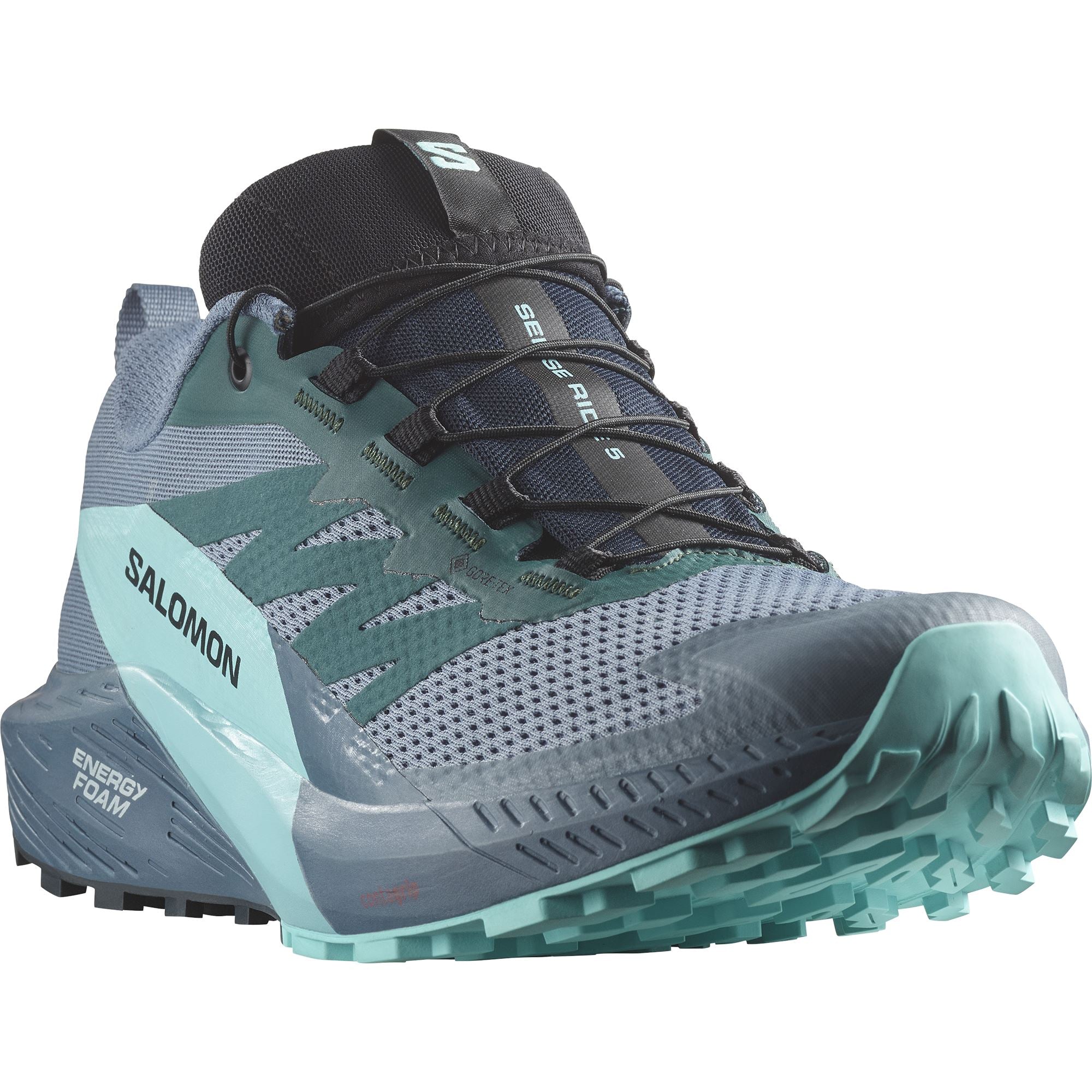 Salomon Sense Ride 5 GTX Men's Trail Running Shoes Carbon / Blue Radiance / China Blue US 8.5 