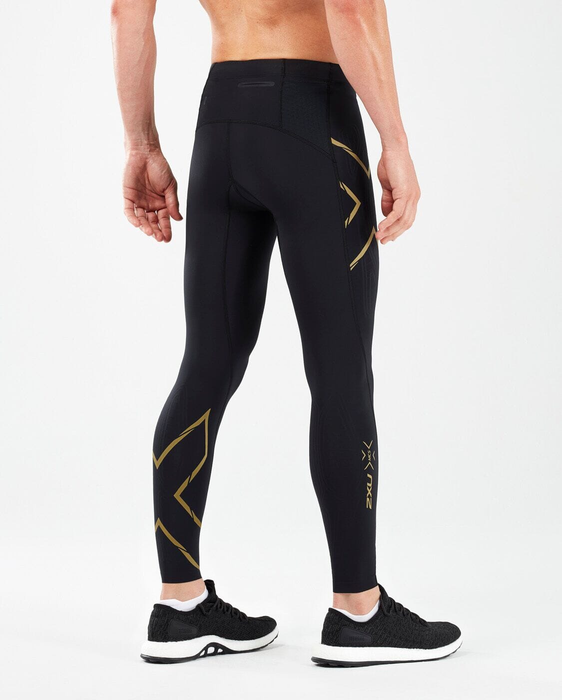 2XU 男裝 Light Speed Compression壓縮緊身長褲MA5305B - 黑色/金色反光