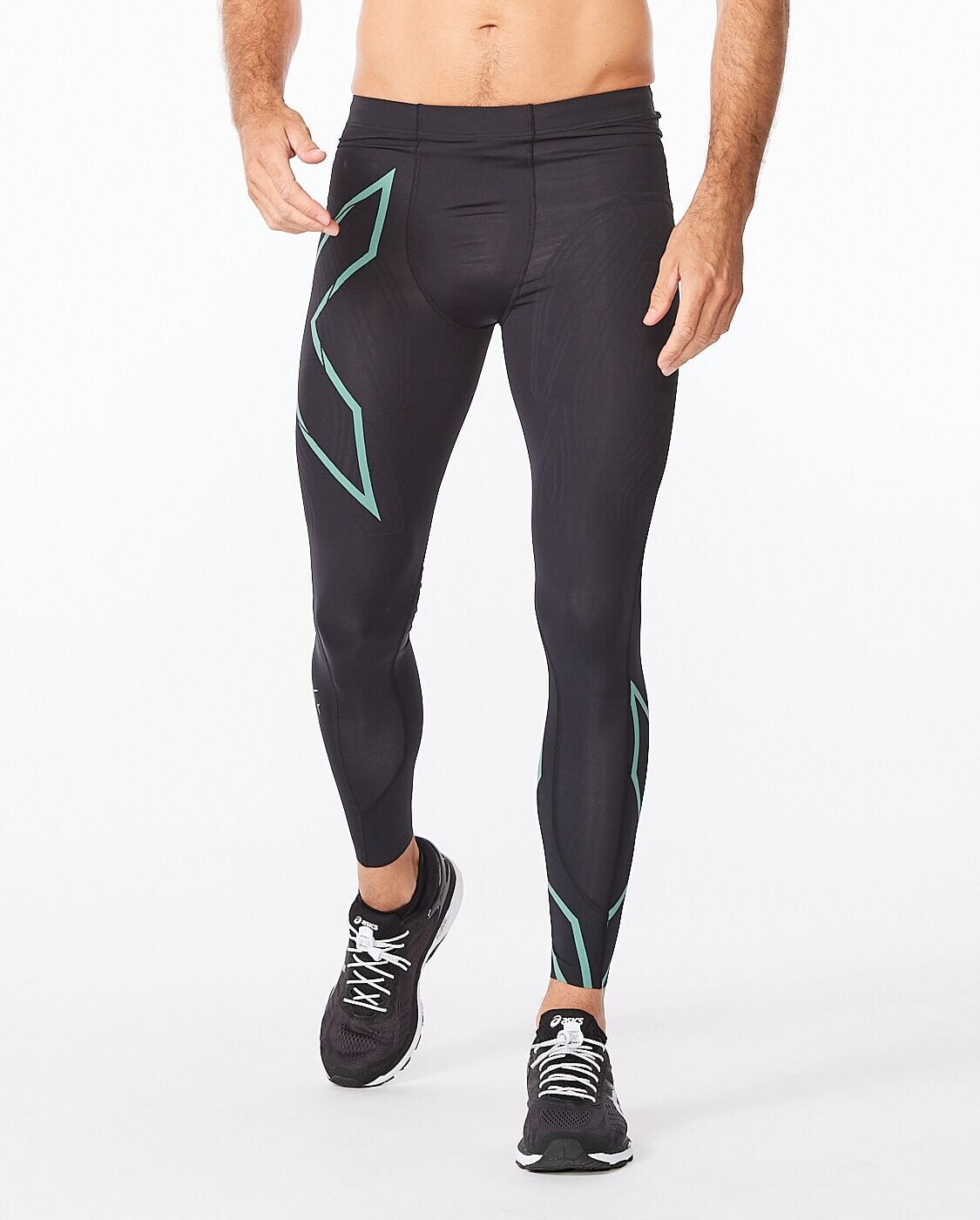 2XU Men's Light Speed Compression Tights MA5305B Black/Silver Sage Reflective XS 