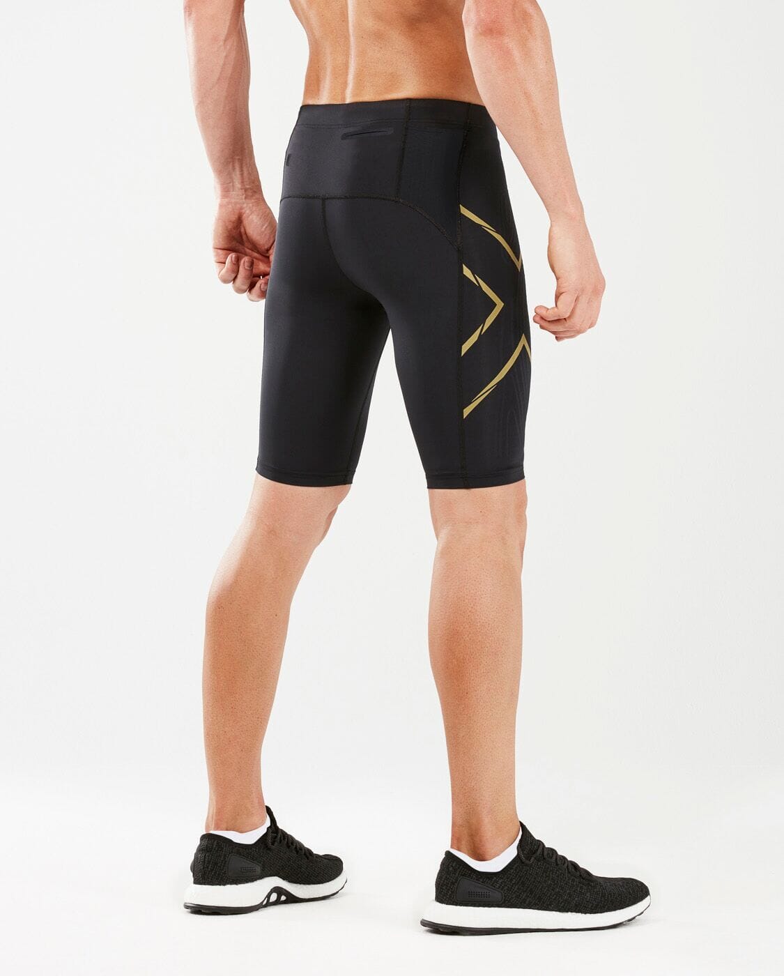 2XU Men's Light Speed Compression Shorts MA5331B Black/Gold Reflective XS 