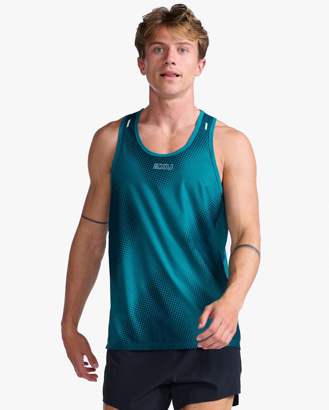2XU Men's Light Speed Singlet MR6949A Jade X/Glacier Reflective XS 