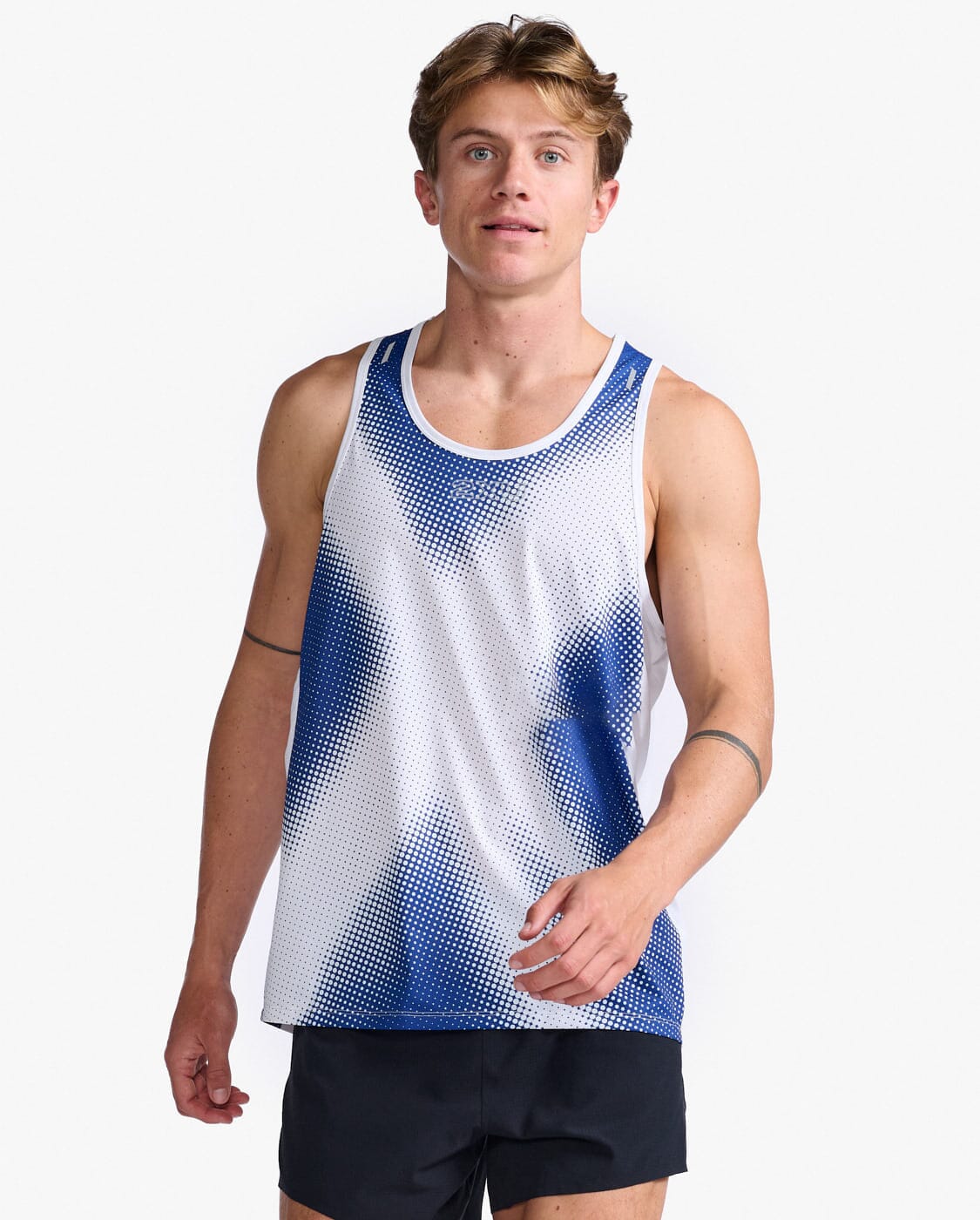 2XU Men's Light Speed Singlet MR6949A White Surf X/Silver Reflective XS 