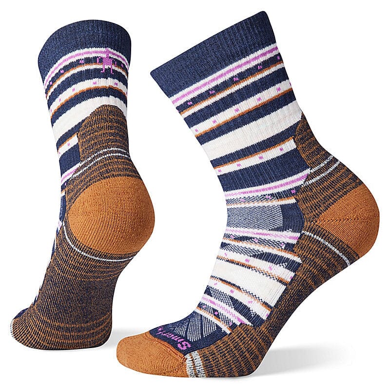 Smartwool Women's Hike Light Cushion Stitch Stripe Mid Crew Socks Deep Navy 092 S 