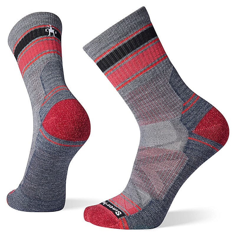 Smartwool Hike Light Cushion Striped Mid Crew Socks Medium Gray 052MG M 