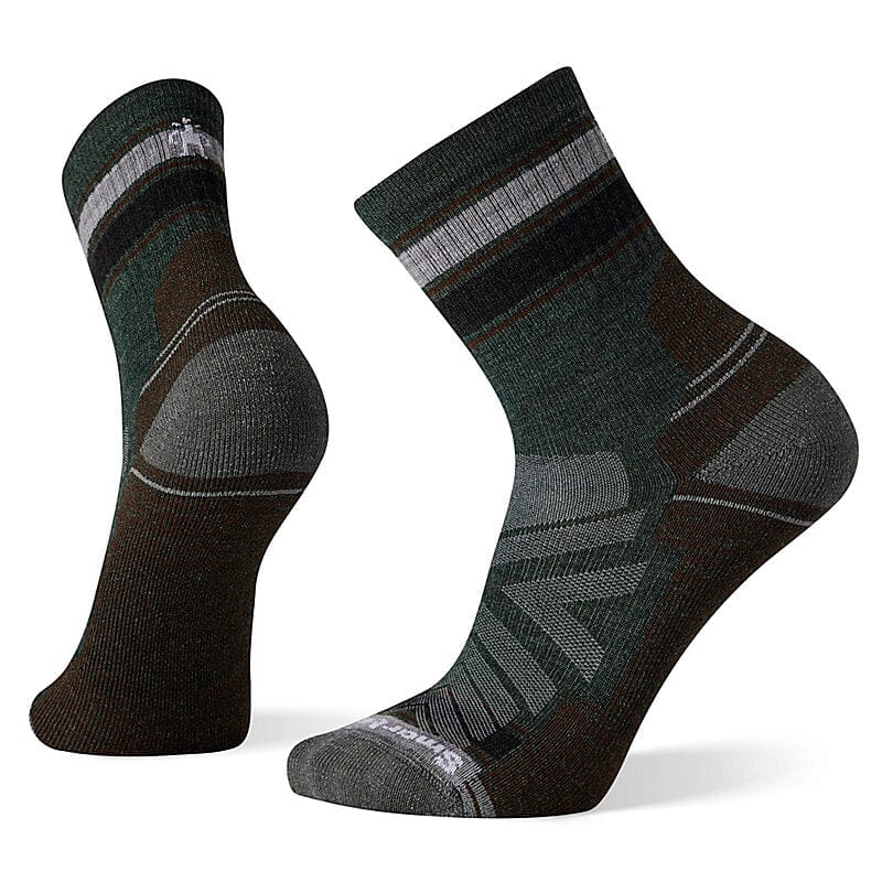 Smartwool Hike Light Cushion Striped Mid Crew Socks Dark Sage G51 M 