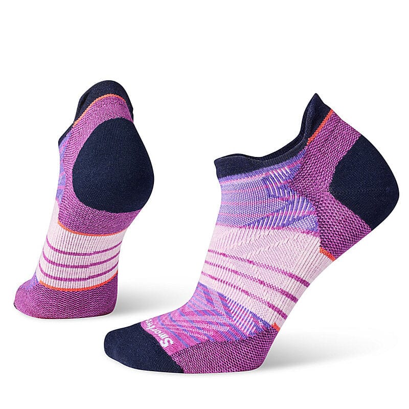 Smartwool Women's Run Zero Cushion Stripe Low Ankle Socks Bright Coral 494 M 