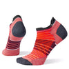 Smartwool Women's Run Zero Cushion Stripe Low Ankle Socks Bright Coral 494 M 