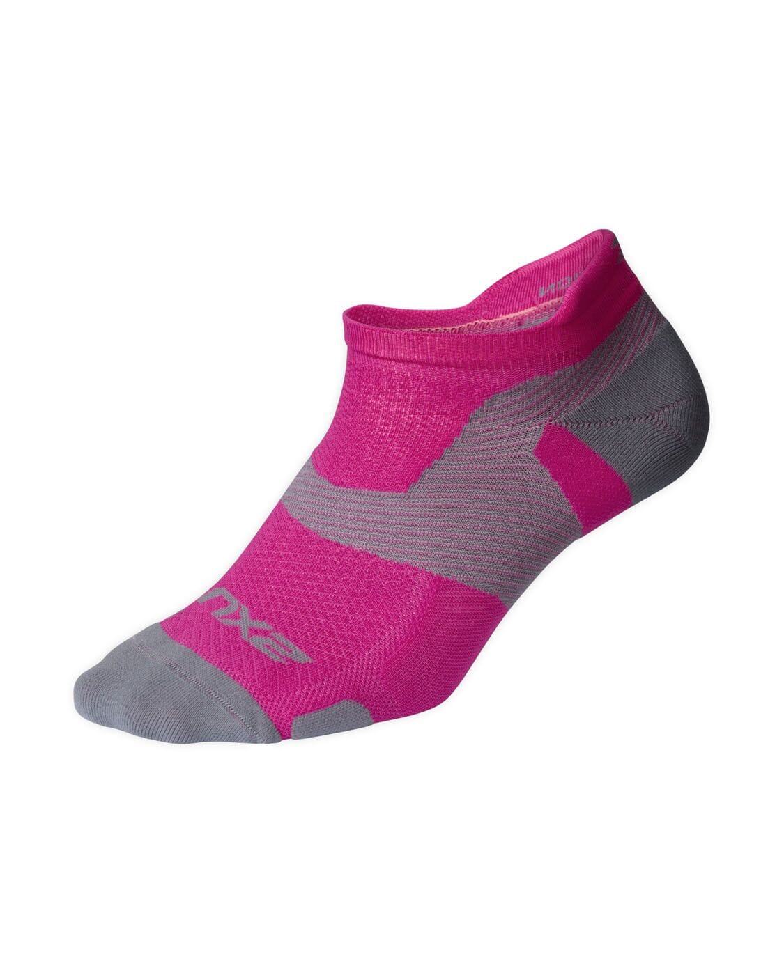 2XU Unisex Vectr Light Cushion No Show Socks UA5042E Magenta/Light Grey XS 