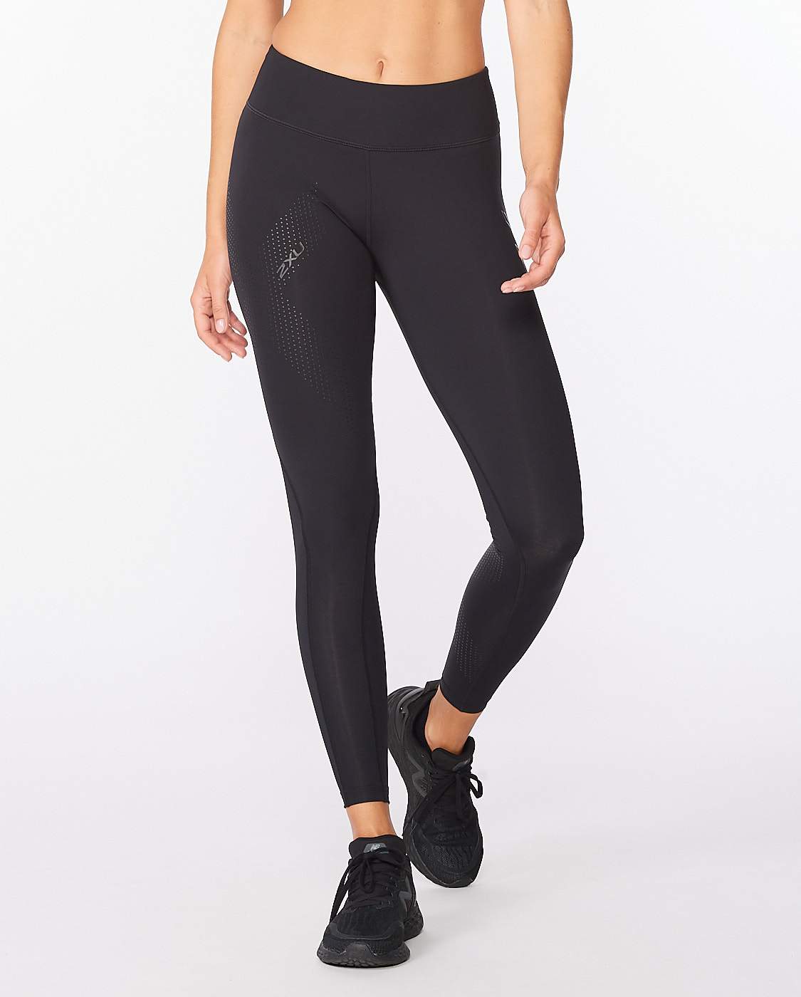 2XU Women's Motion Mid-Rise Compression Tights WA2864B Black/Dotted Black Logo XS 