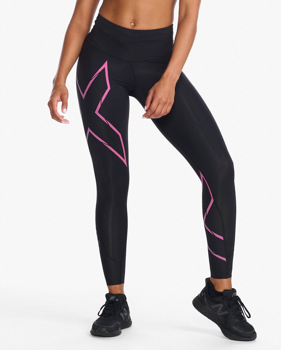2XU Women's Light Speed Mid-Rise Compression Tights WA6523B Black/Festival Ombre Reflective XS 