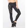 2XU Women's Light Speed Mid-Rise Compression Tights WA6523B Black/Gold Reflective XS 