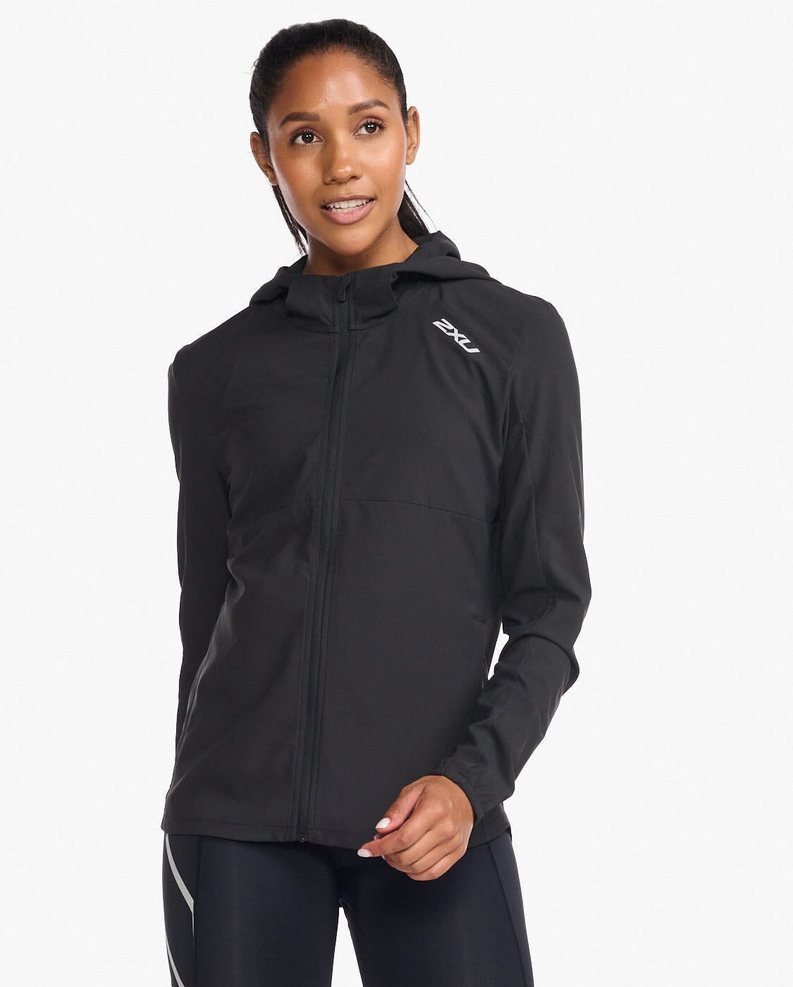2XU Women's Aero Jacket WR6686A Black/Silver Reflective XS 