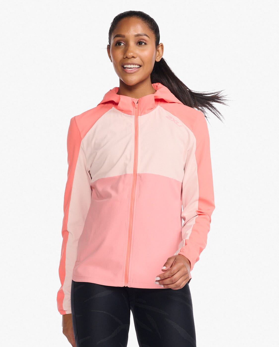 2XU Women's Aero Jacket WR6686A Hyper Coral/Rosette Reflective XS 