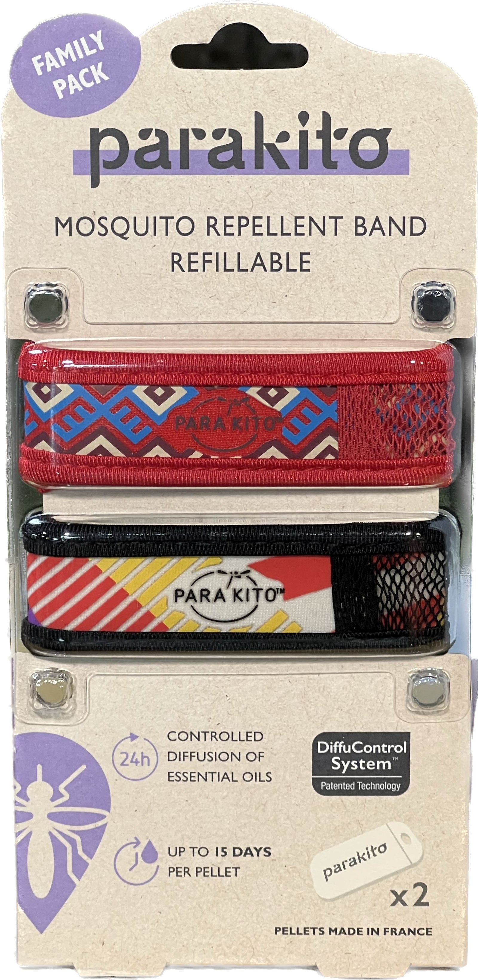 Para'Kito Wristband 2-Pack Mosquito Repellent With 2 Refills Castle/Giraffe 