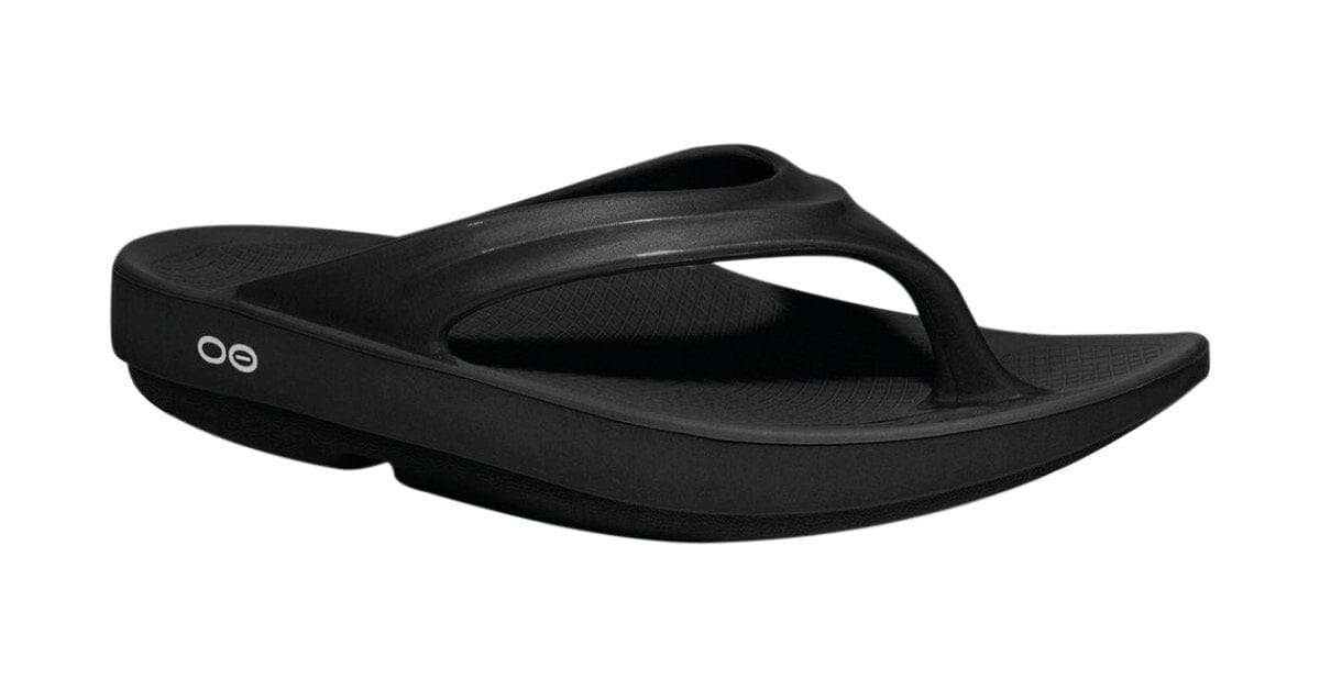 OOFOS Women's OOlala Thong Sandal - Black Black US 5 EU 36 