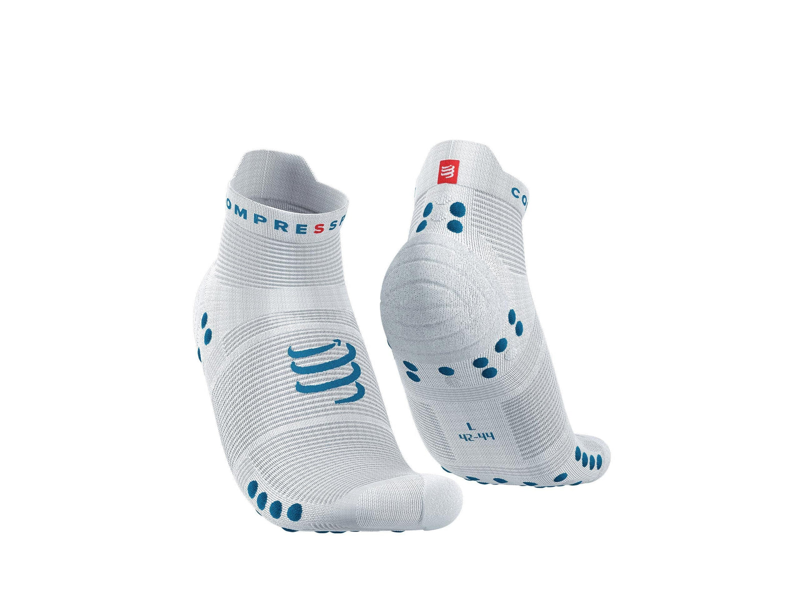 Compressport Pro Racing 襪子 V4.0 低筒 - 白色/峽灣藍